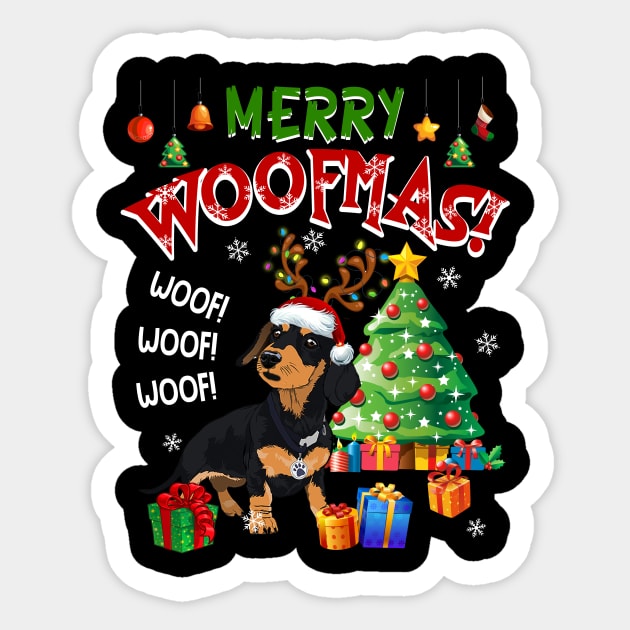 Dachshund Merry Woofmas Awesome Christmas Sticker by Dunnhlpp